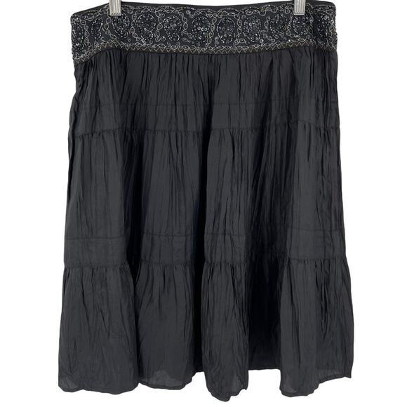BCBGMaxAzria Silk Broomstick Skirt Womens M Boho Chic Festival Coquette - Picture 1 of 8